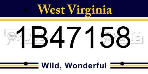 1B47158 West Virginia License Plate