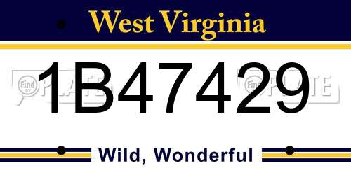 1B47429 West Virginia License Plate