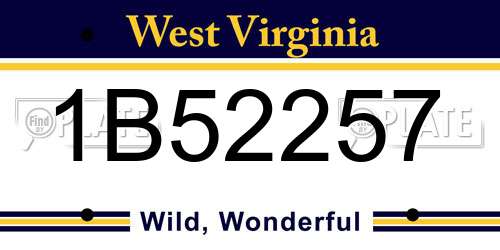 1B52257 West Virginia License Plate