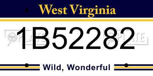 1B52282 West Virginia License Plate