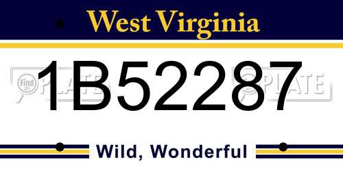 1B52287 West Virginia License Plate