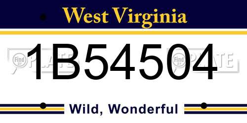 1B54504 West Virginia License Plate