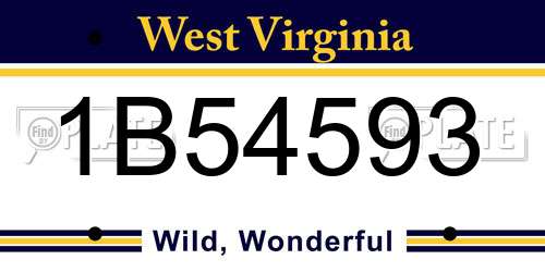 1B54593 West Virginia License Plate