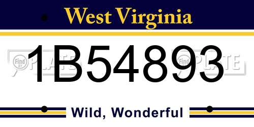 1B54893 West Virginia License Plate