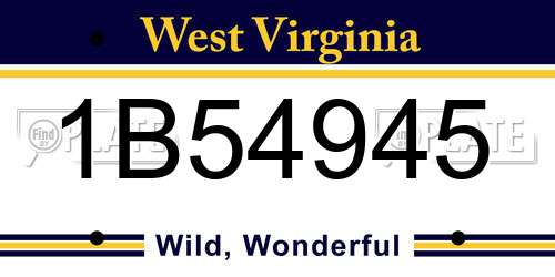 1B54945 West Virginia License Plate