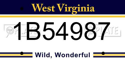 1B54987 West Virginia License Plate