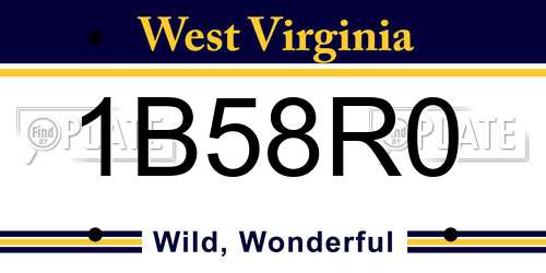 1B58R0 West Virginia License Plate