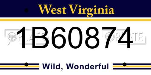 1B60874 West Virginia License Plate