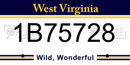 1B75728 West Virginia License Plate