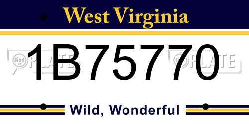 1B75770 West Virginia License Plate