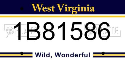 1B81586 West Virginia License Plate
