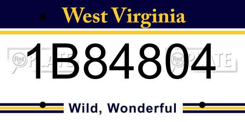 1B84804 West Virginia License Plate