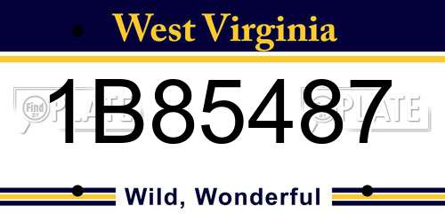 1B85487 West Virginia License Plate