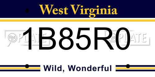 1B85R0 West Virginia License Plate
