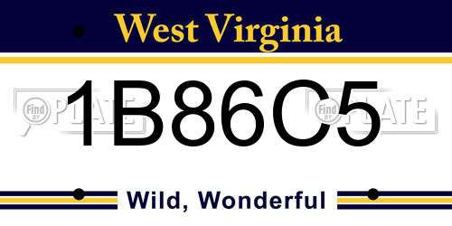 1B86C5 West Virginia License Plate