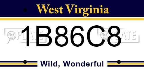 1B86C8 West Virginia License Plate