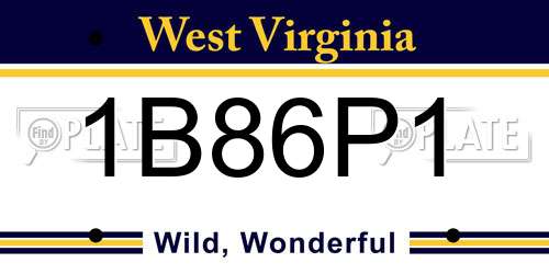1B86P1 West Virginia License Plate