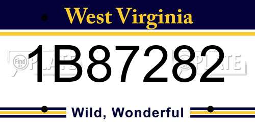 1B87282 West Virginia License Plate