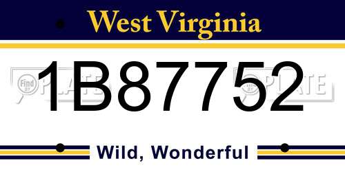 1B87752 West Virginia License Plate