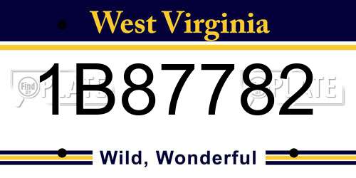 1B87782 West Virginia License Plate