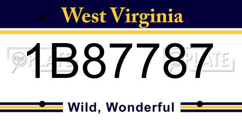 1B87787 West Virginia License Plate