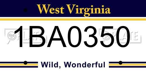 1BA0350 West Virginia License Plate