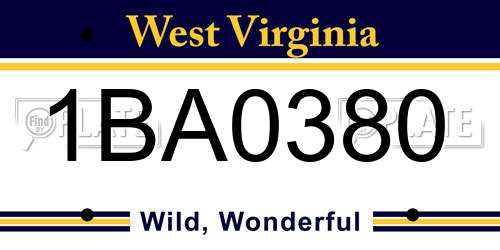 1BA0380 West Virginia License Plate
