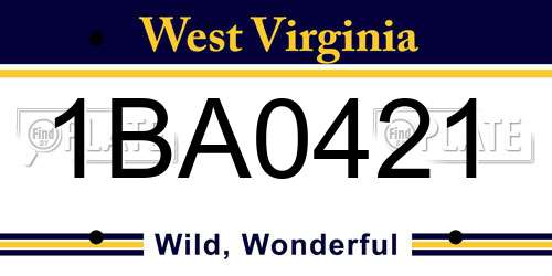 1BA0421 West Virginia License Plate
