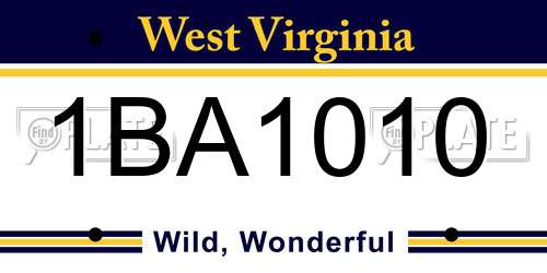 1BA1010 West Virginia License Plate