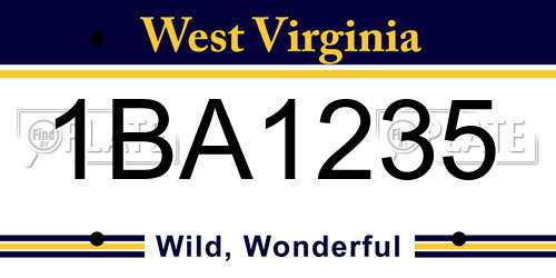 1BA1235 West Virginia License Plate