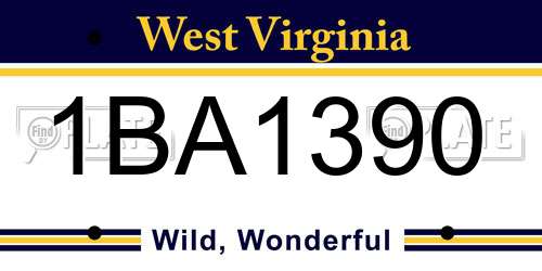 1BA1390 West Virginia License Plate
