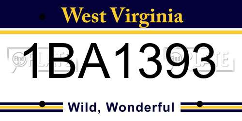 1BA1393 West Virginia License Plate
