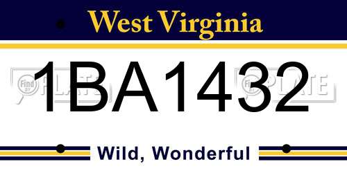 1BA1432 West Virginia License Plate