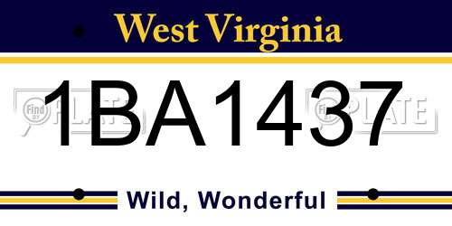 1BA1437 West Virginia License Plate