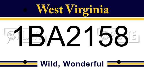 1BA2158 West Virginia License Plate