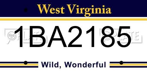 1BA2185 West Virginia License Plate