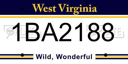 1BA2188 West Virginia License Plate