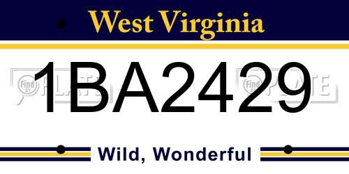 1BA2429 West Virginia License Plate