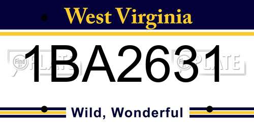 1BA2631 West Virginia License Plate