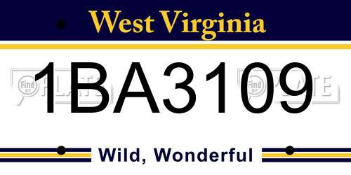 1BA3109 West Virginia License Plate