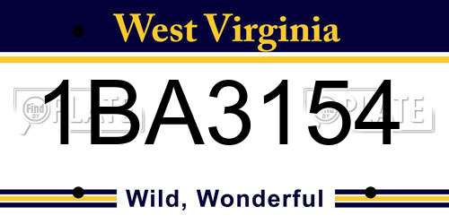 1BA3154 West Virginia License Plate