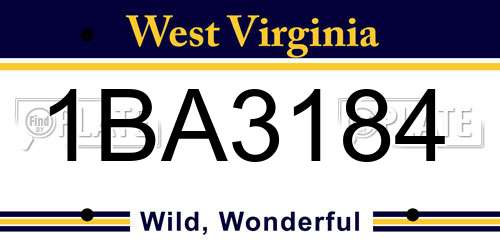 1BA3184 West Virginia License Plate