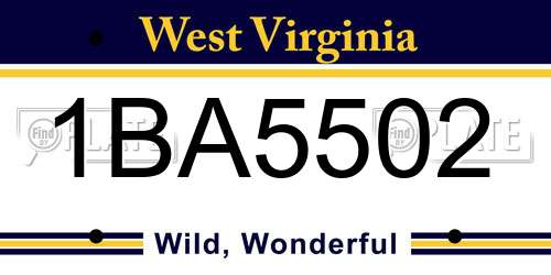 1BA5502 West Virginia License Plate