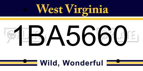 1BA5660 West Virginia License Plate