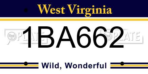 1BA662 West Virginia License Plate