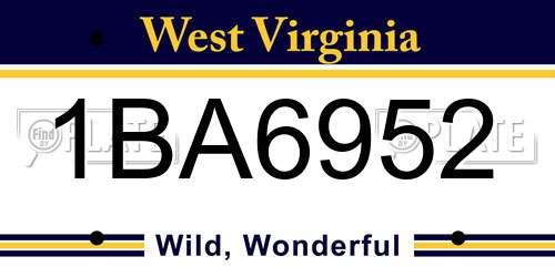 1BA6952 West Virginia License Plate