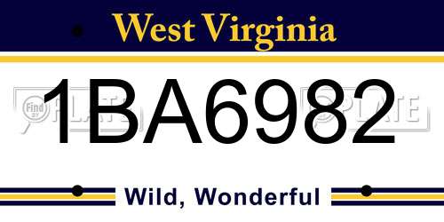 1BA6982 West Virginia License Plate