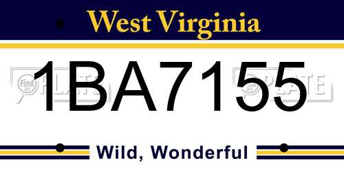 1BA7155 West Virginia License Plate