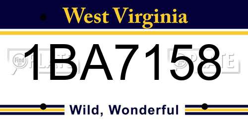 1BA7158 West Virginia License Plate