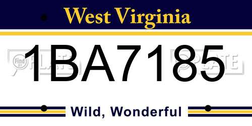 1BA7185 West Virginia License Plate